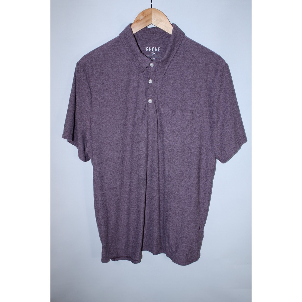 Rhone Men's XL Heathered Plum Short Sleeve Soft Activewear Polo Shirt